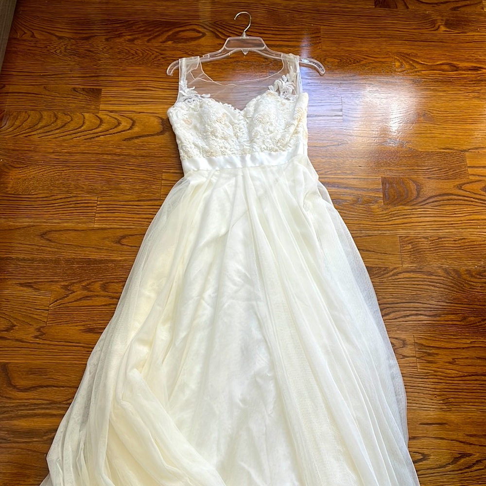 Watters Maxi Sleeveless Sequined Laced Dress - Ivory - Size 4